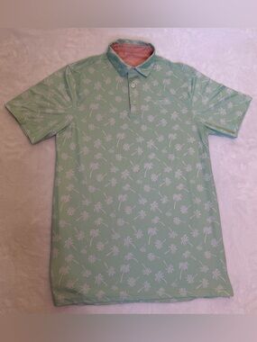 Southern Tide Mint Green Palm-Print Polo Shirt